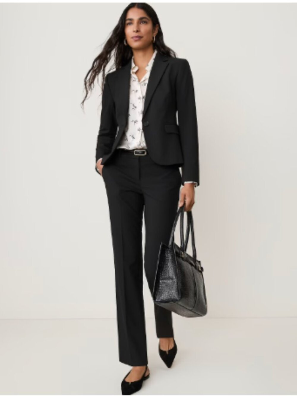 Women's Ann Taylor Kate-fit Stretch Cotton Trousers Black Size 6 Petite